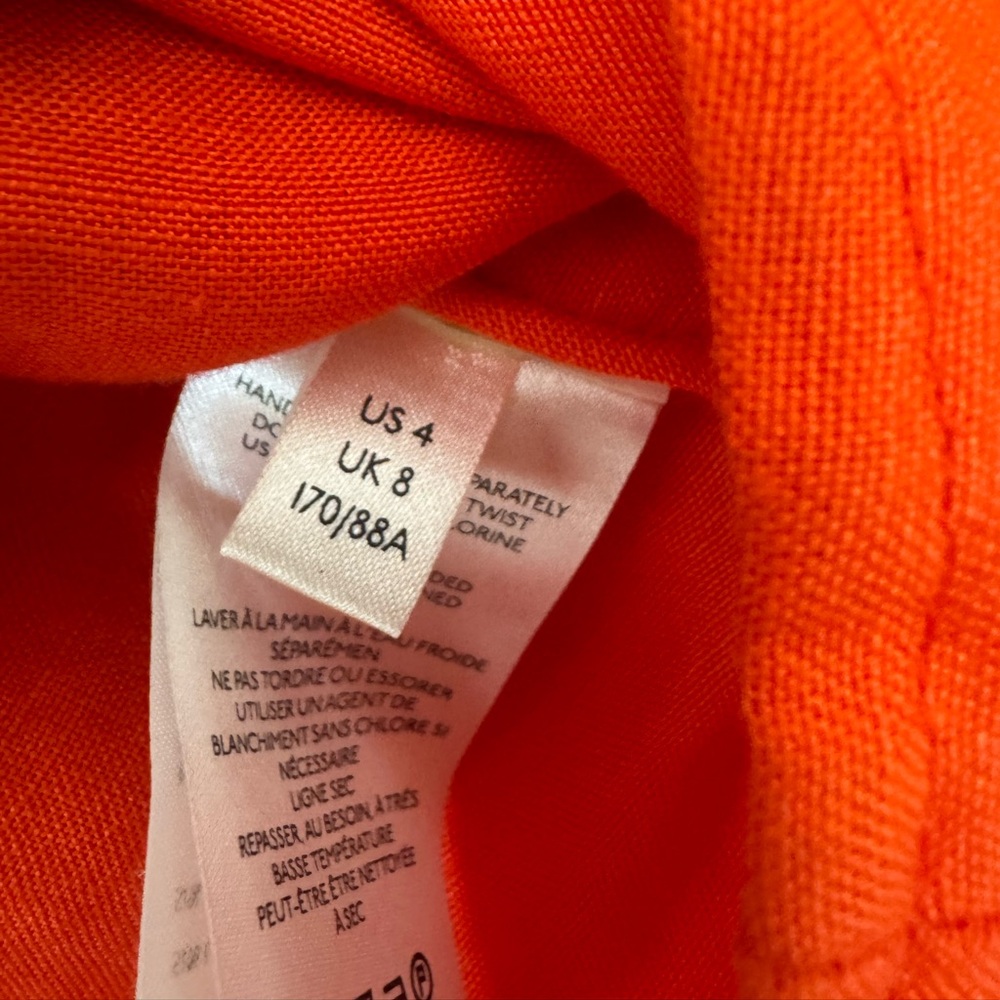 NWT MAEVE ANTHROPOLOGIE Coral Short Sleeve Linen Tie Front Crop Top Size 4 NWT - Picture 8 of 13